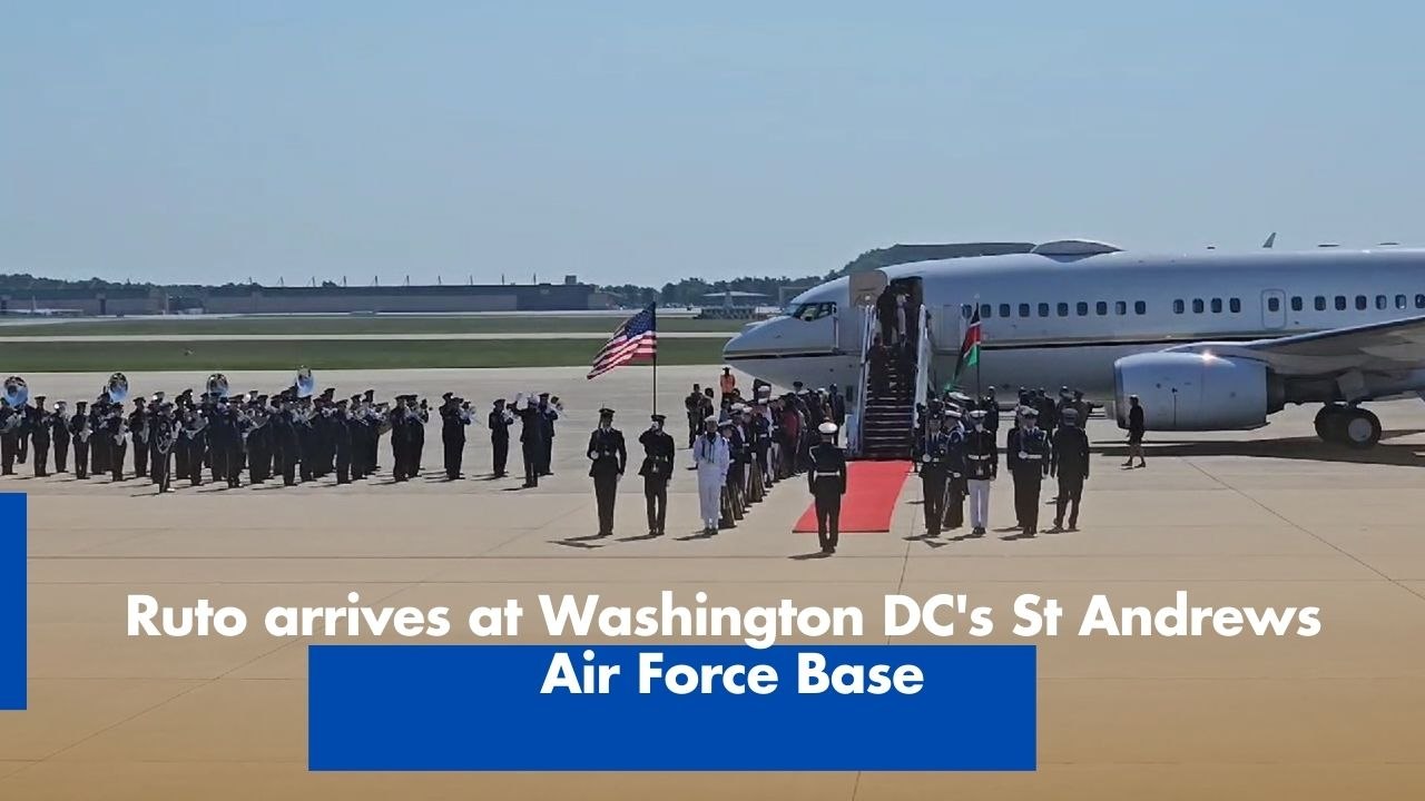Ruto arrives at Washington DC's St Andrews Air Force Base video
