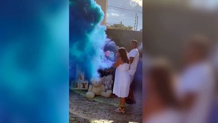 Explosão deixa pai ferido durante chá revelação