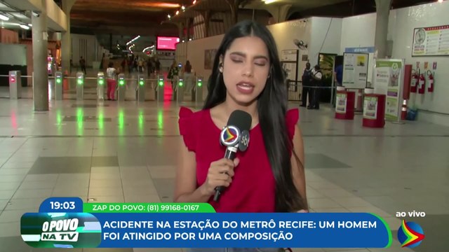Homem é atropelado por trem do metrô na Estação Recife