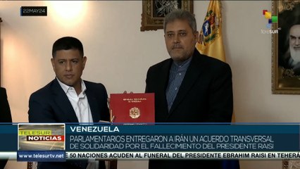 Venezuela entrega a Irán acuerdo transversal de solidaridad por el fallecimiento del pdte Raisi