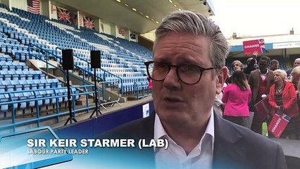 Sir Keir Starmer speaking to at Priestfield stadium today