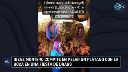 Irene Montero compite en pelar un plátano con la boca en una fiesta de drags