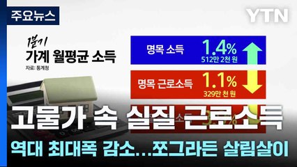 고물가 속 실질 근로소득 역대 최대폭 감소...쪼그라든 살림살이 / YTN
