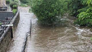 Heavy rain sees flooding along the Water of Leith in Edinburgh