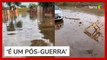 Morador de São Leopoldo (RS) mostra a vizinhança após água baixar