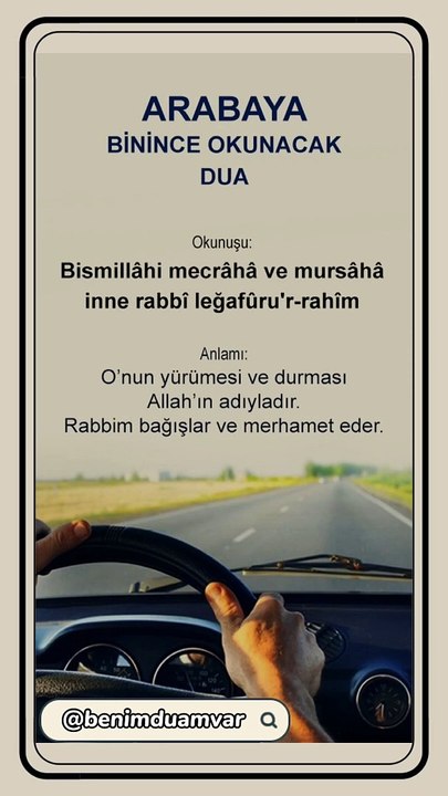 ARABAYA BİNİNCE OKUNACAK DUA