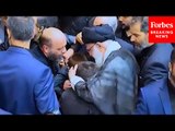 Ayatollah Khamenei Kisses Grandsons Of Iranian President Ebrahim Raisi At Funeral In Tehran, Iran