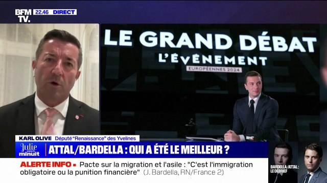 Débat Gabriel Attal/Jordan Bardella: On ne s'improvise pas Premier ministre réagit Karl Olive