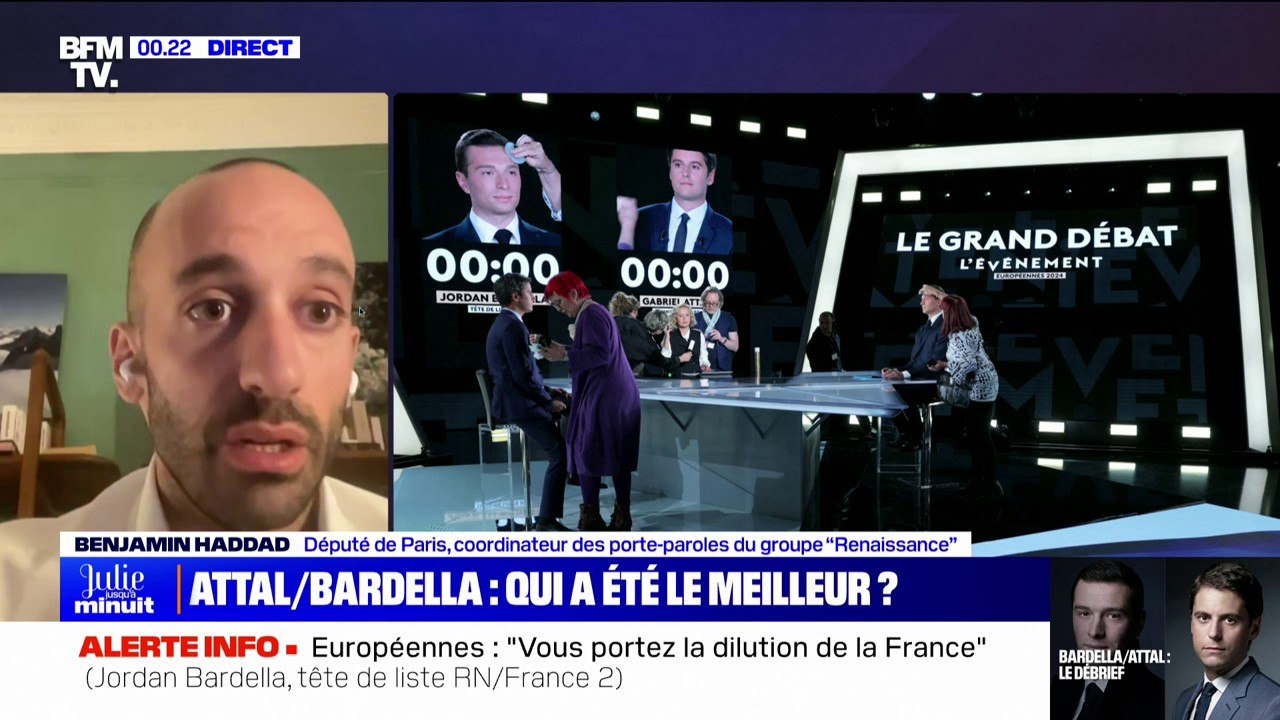 Débat Attal/Bardella: "Sur tous les sujets, Gabriel Attal a dominé les débats", estime Benjamin Haddad (Renaissance)