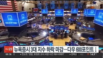 뉴욕증시 3대 지수 하락 마감…다우 600포인트↓