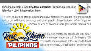 DOT, ikinalugod ang pag-downgrade ng travel alert ng U.S. State Department sa 4 na lugar sa Mindanao