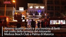 Palma di Maiorca: il video della terrazza del ristorante crollata, ipotesi peso eccessivo. Morti e feriti