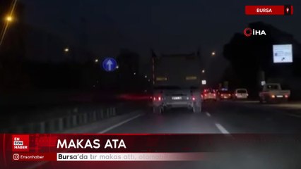 Bursa'da tır makas attı, otomobillere yol vermedi