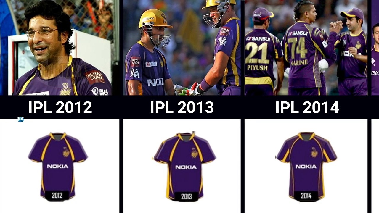 Evolution of KKR Jersey 2008-2024 _ KKR All Jerseys in IPL History ...