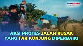 Sekelompok Remaja di Lampung Dirikan Tenda Camping di Jalan Rusak dan Berlubang