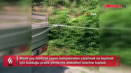 Rizeli’nin çay taşıma yöntemi ilgi çekti