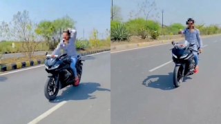 11 सेकंड के वीडियो में 6 हजार रुपए का जुर्माना,‌ R-15 मोटरसाइकिल की सवारी