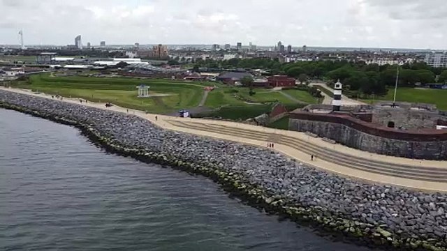 Southsea Sea Defences in front of Southsea Castle open to the public