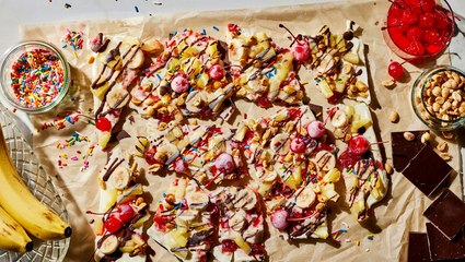 How to Make Loaded Banana Split Yogurt Bark
