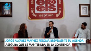 Jorge Álvarez Máynez retoma brevemente su agenda de campaña; asegura que se mantendrá en la contienda