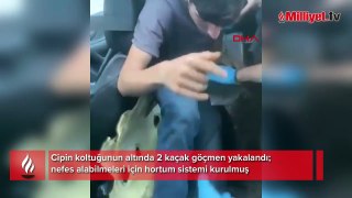 Cip koltuğunun altında kaçmaya çalıştılar! Nefes alabilmeleri için hortum sistemi kurmuşlar