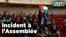 Le député LFI Sébastien Delogu brandit un drapeau palestinien en pleine séance à l'Assemblée