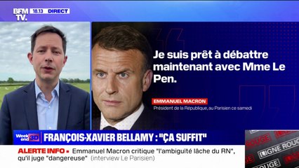 François-Xavier Bellamy (LR): "Emmanuel Macron se sert du Rassemblement national, qui est son meilleur atout"
