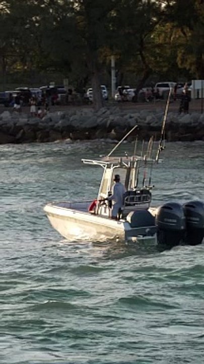 Look what she picks up from the floor at the Haulover Inlet in Miami, Florida