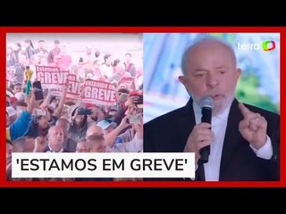 Professores protestam por reajuste salarial em evento com Lula em Guarulhos