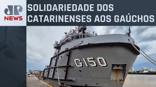Navio da Marinha sai de Itajaí (SC) para levar doações ao RS