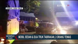 Mobil Sedan dan 2 Truk Terlibat Tabrakan Beruntun di Jember, 2 Orang Tewas