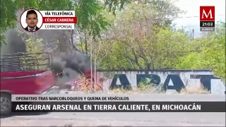 Aseguran arsenal de alto calibre tras narcobloqueo en Tierra Caliente, Michoacán