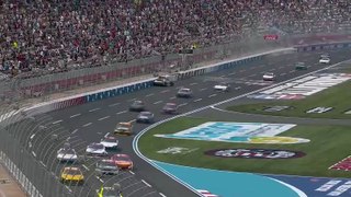 Justin Allgaier wrecks from lead after contact with Ty Gibbs