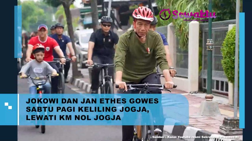 Presiden Jokowi dengan Sang Cucu Jan Ethes Asik Naik Sepeda dan Lewati KM Nol Jogja