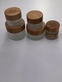 Nature Frosted Cosmetic Glass Jars with Bamboo Lids