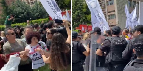 Özel Sektör Öğretmenleri Sendikası'na polis müdahalesi