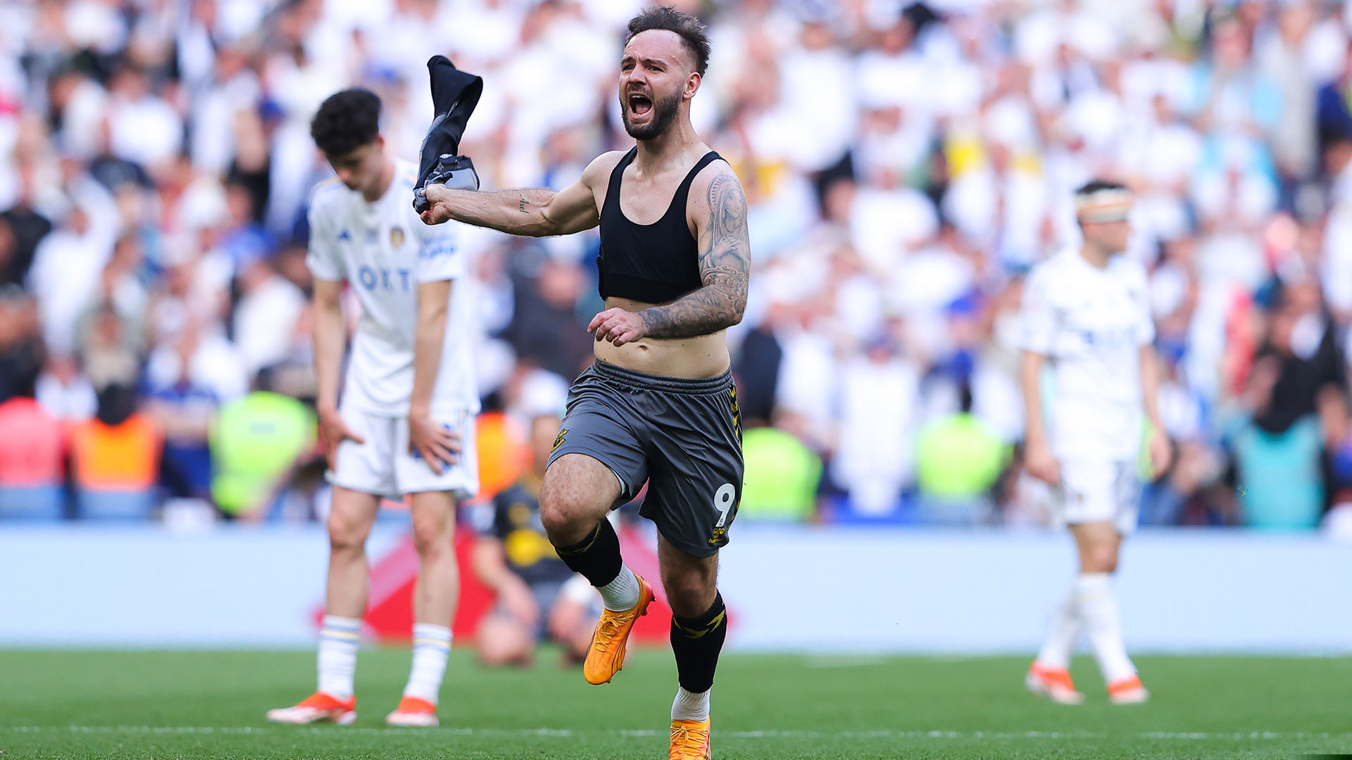 Adam Armstrong celebrates promotion