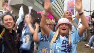 Manchester City early Premier League parade fans colour