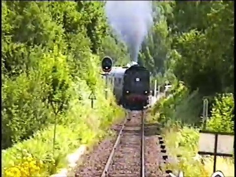 Le Thermal Express tracté par la 141 R 420, le 26 juillet 1998, rampe de 35 p 1000, Pn 302, Les Combraly -Murat-Le-Quaire, section La Bourboule à Laqueuille - HervéALLAIN63