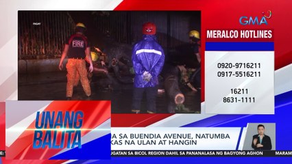 Puno ng Acacia sa Buendia Avenue, natumba dahil sa malakas na ulan at hangin | Unang Balita