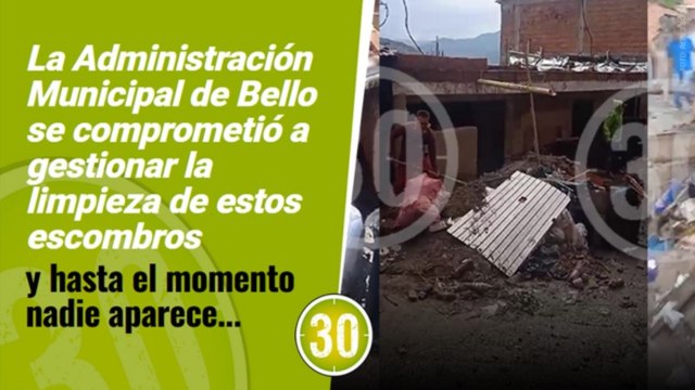 La alcaldía se quedó gestionando y nada Habitantes de Bello piden que recojan escombros de la inundación