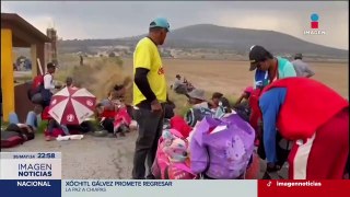 La caravana migrante que estaba varada en Tlaxcala siguió su marcha al estado de Hidalgo