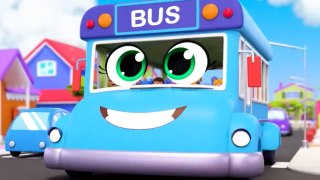 Wheels On The Bus Blue, School Bus and Rhyme for Children