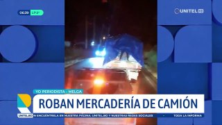 Video: captan a ‘paracaidista’ robando mercadería de un camión en movimiento en plena carretera