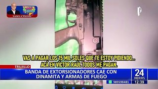 Extorsión en Trujillo: detienen a dos sujetos con explosivos, armas de fuego y dinamita