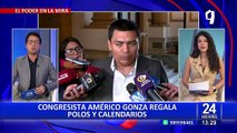 Américo Gonza regala polos exigiendo 