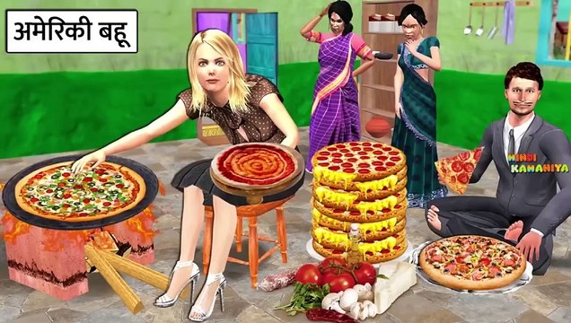 Wheat Pizza American Bahu Ki Rasoi Atta Pizza Cooking Recipe Street Food Hindi Kahani Moral Stories(720P_HD)