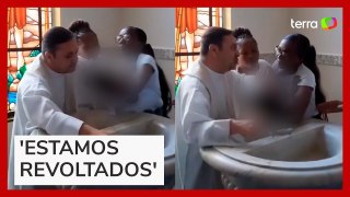 Padre dá 'puxão' em bebê durante batizado na Serra do Rio