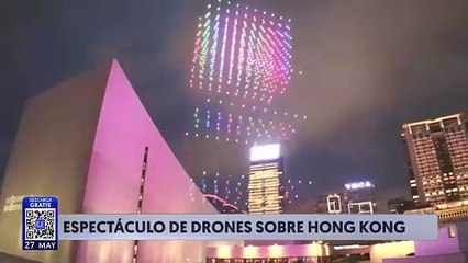 Espectáculo de drones en los cielos de Honk Kong