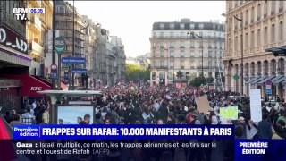 Près de 10.000 personnes ont manifesté ce lundi à Paris contre les bombardements à Rafah
